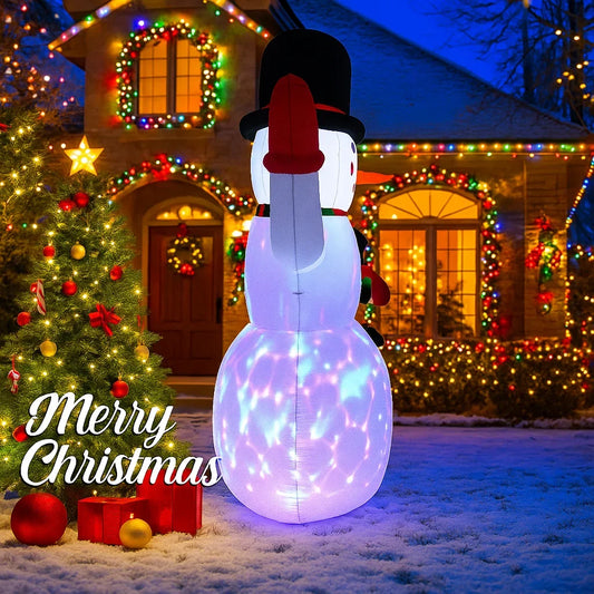 2.4M/8FT Inflatable Snowman Outdoor Christmas Decorations Home Inflatable Toy with LED Lights Yard Xmas Ornaments Decor Supplies