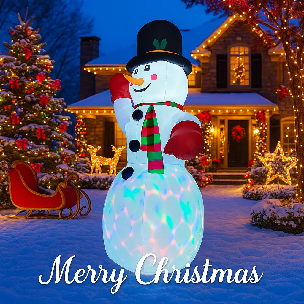 2.4M/8FT Inflatable Snowman Outdoor Christmas Decorations Home Inflatable Toy with LED Lights Yard Xmas Ornaments Decor Supplies